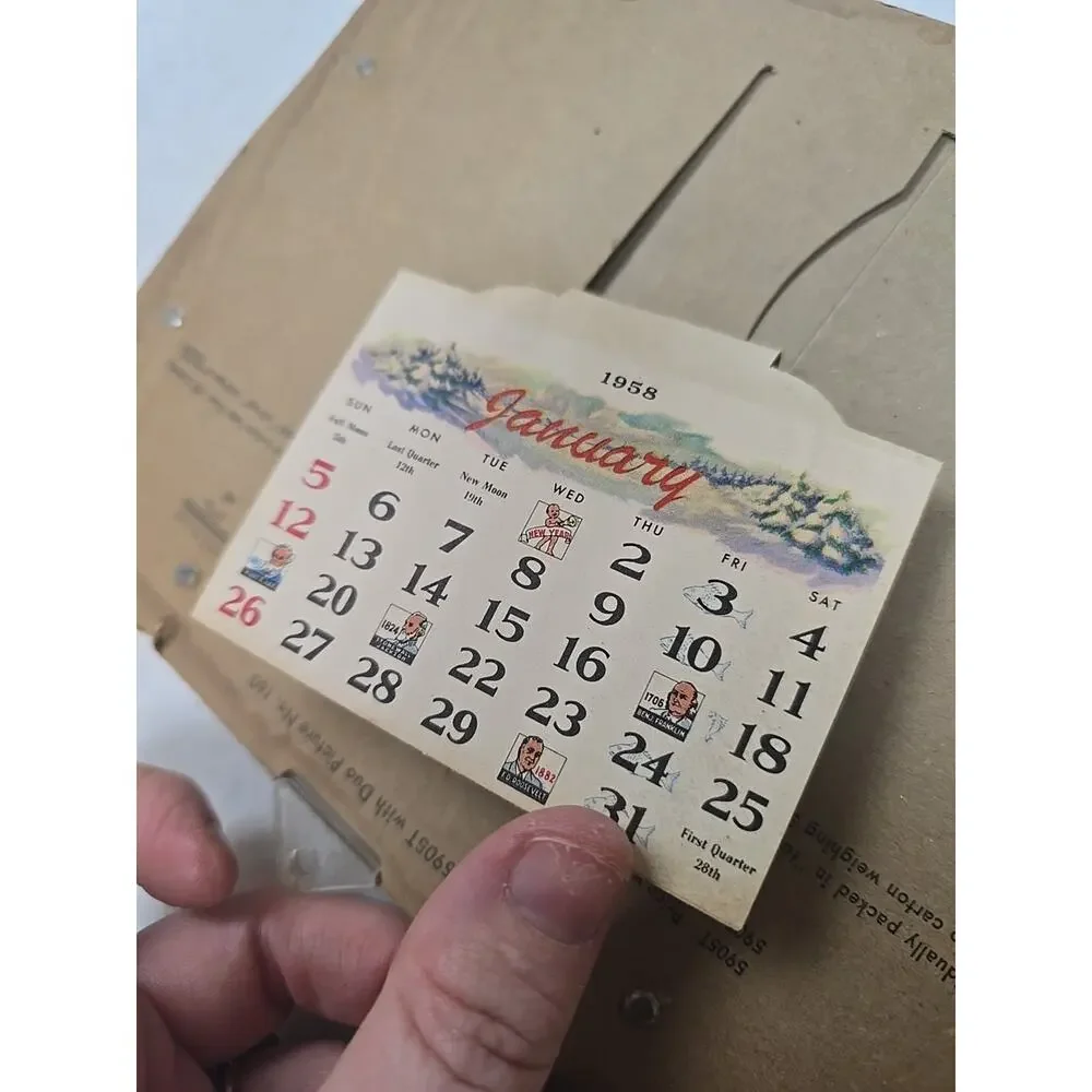 Vintage Advertising Thermometer Promotional Dual Picture Frame Decor w/ Calendar